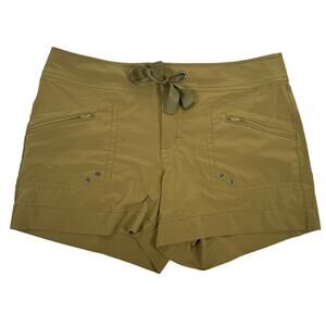 Athleta Breeze Shorts Size 6 Olive Green Drawstring Zippered Pockets Outdoor